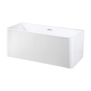 Genevieve 59 in. Acrylic Flatbottom Freestanding Bathtub in White