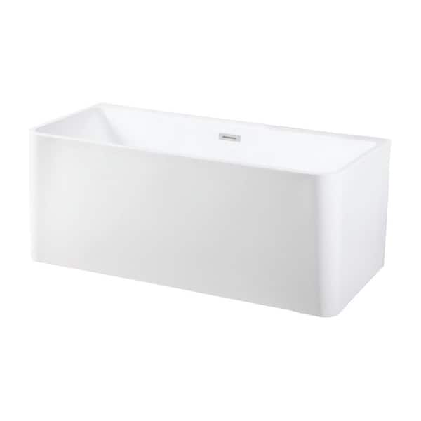 Aqua Eden Genevieve 59 in. Acrylic Flatbottom Freestanding Bathtub in White