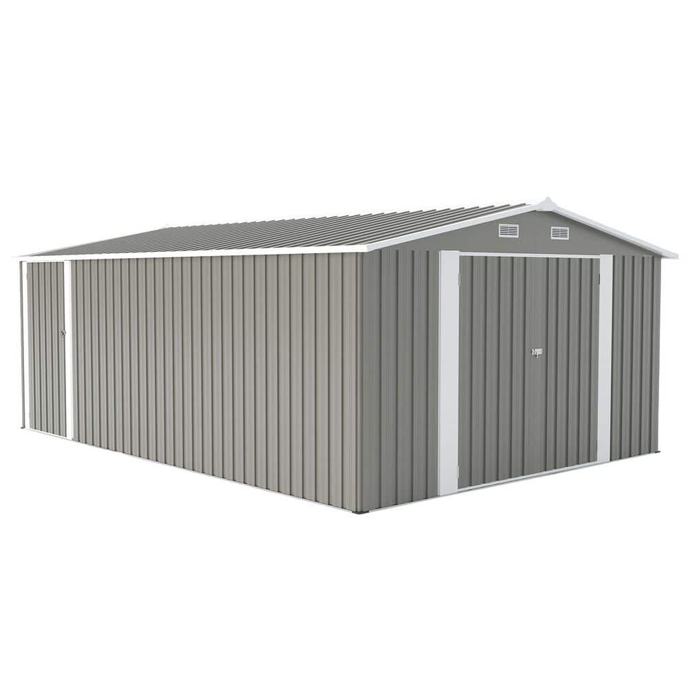 JUJABU 10 ft. W x 14 ft. D Metal Shed with 3 Lockable Doors and 4