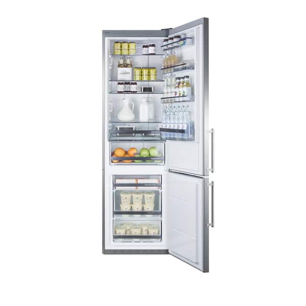 Summit Appliance 24 In W 12 8 Cu Ft Bottom Freezer Refrigerator In Stainless Steel Counter Depth Ffbf181es2 The Home Depot