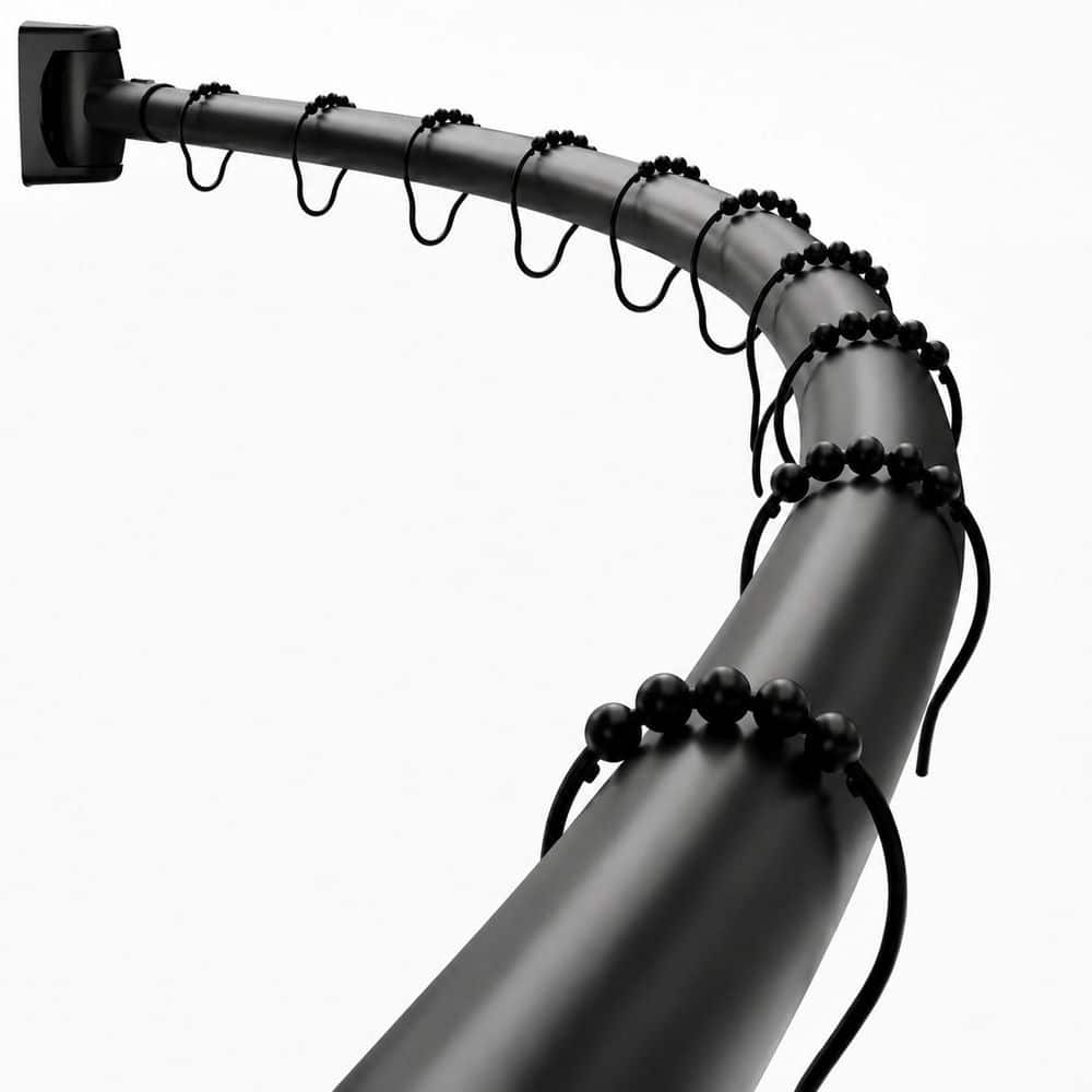 76 in. Stainless Steel Curved Drill-Mount Shower Curtain Rod with Extra Space for Bathrooms in Black price history on PriceWatchPro