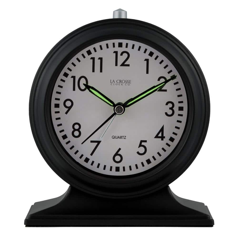Small Black Plastic Round Analog Alarm Clock