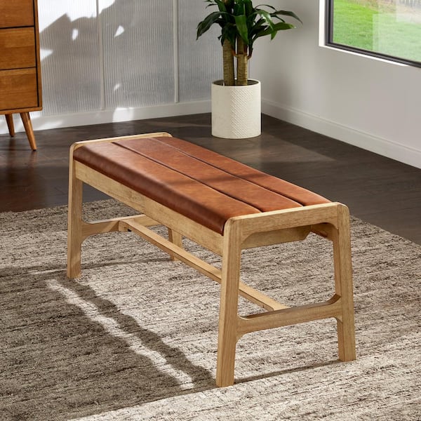 HomeSullivan Light Oak Finish Modern Scandinavian Dining Bench 43.8 in. 40595AK 14CAPU The Home Depot