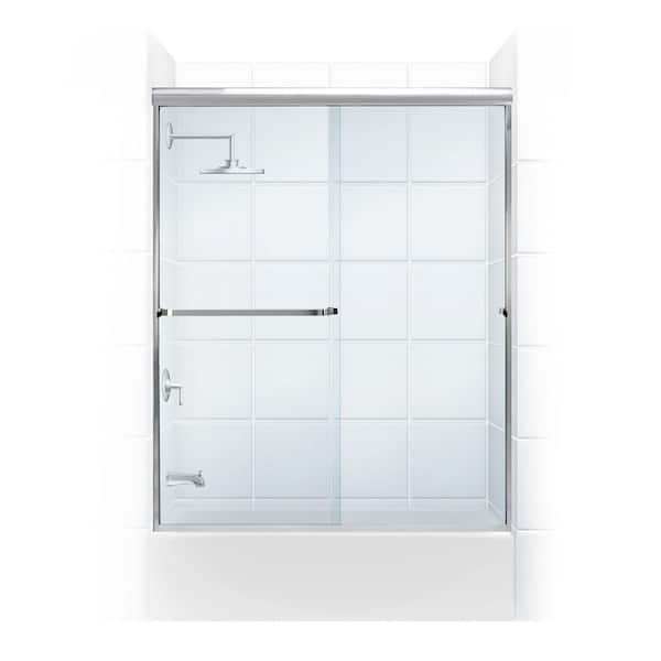 Paragon 3/16 B 64 in. x 57 in. Semi-Framed Sliding Tub Door with Towel Bar in Chrome and Clear Glass