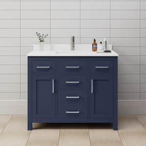 Beckett 42 in. W x 22 in. D x 35 in. H Single Sink Bathroom Vanity in Dark Blue with White Cultured Marble Top