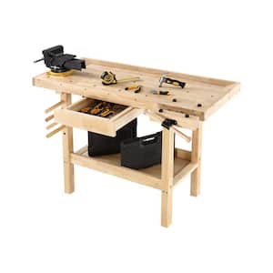50 in. x 20 in. Hardwood Workbench with Built-In Wooden Vise and 330 lbs. Weight Capacity