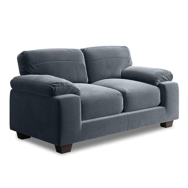 GOJANE Modern 59 in. Round Arm Fabric Rectangle Sofa in Grey