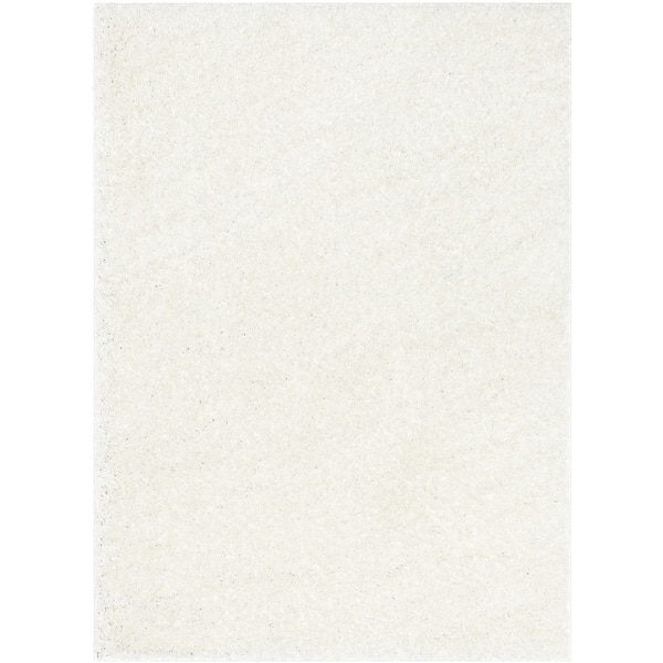 Well Woven Elle Basics Emerson Solid Shag Ivory 7 ft. 10 in. x 9 ft. 10 in. Area Rug