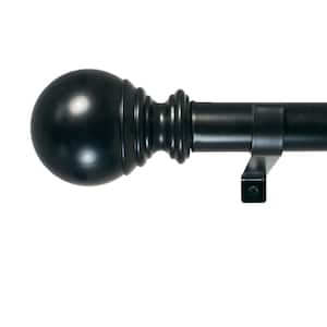 Ball 18 in. - 36 in. Adjustable Curtain Rod 1 in. in Black with Finial