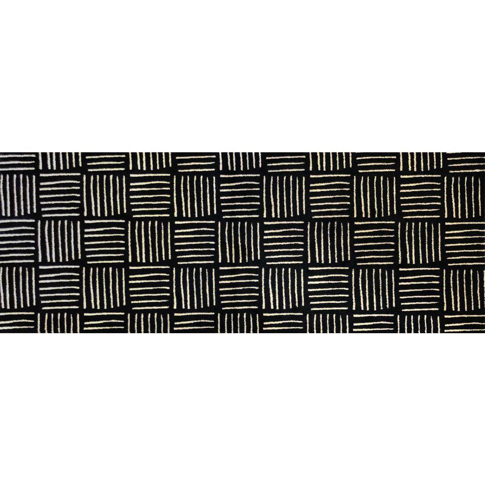 Weave 2.29 ft. x 6.25 ft. Black and White Basket Weave Pattern Runner Rug price history on PriceWatchPro