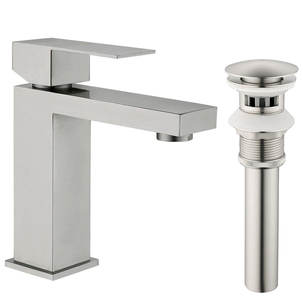 Basin Faucet Single Handle Bathroom Sink Faucet 15° Spout with Pop-Up Drain Set in Stainless Brushed Nickel price history on PriceWatchPro