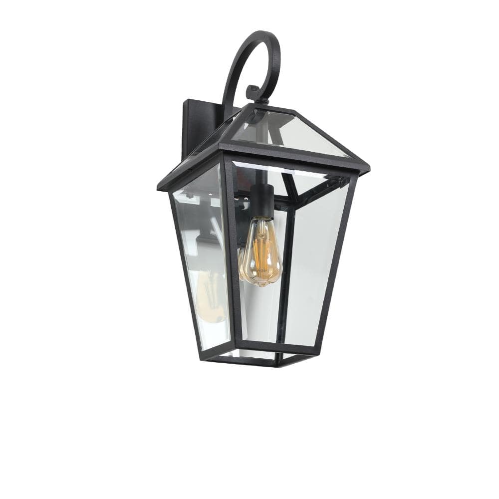 21 in. H 1-Pack Outdoor Wall Lantern,Black Aluminum and Clear Glass Sconce,Weatherproof Modern Porch,1-light E26,No Bulb price history on PriceWatchPro