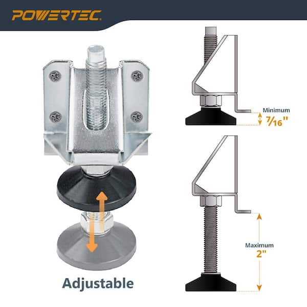 POWERTEC Heavy Duty Leveler Legs with Lock Nuts for Cabinets Furniture Shelves Tables 4 Pack 71136 The Home Depot