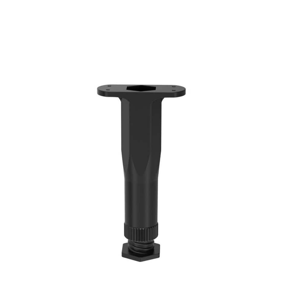 Single black Adjustable Bed Frame Support Leg, shown from the front.