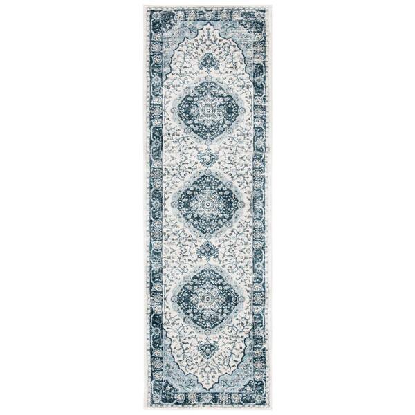 SAFAVIEH Isabella Cream/Light Blue 2 ft. x 7 ft. Geometric Runner Rug ...