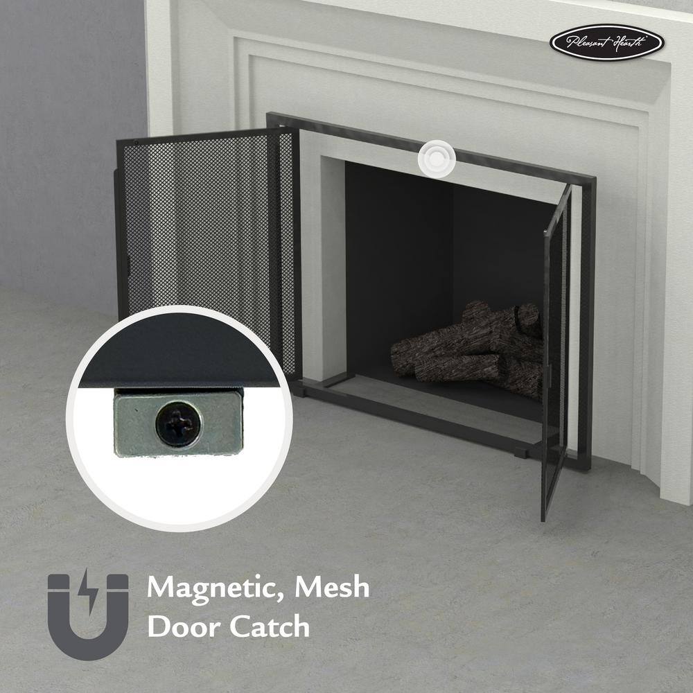 Debden Black Mesh Single Panel Fireplace Screen with Doors