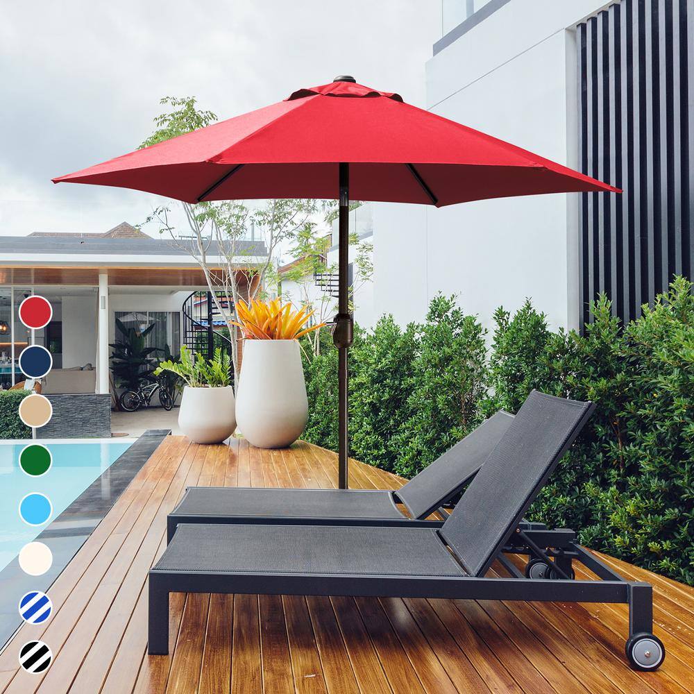 7.5ft Outdoor Market Patio Umbrella in Red with Push Button Tilt