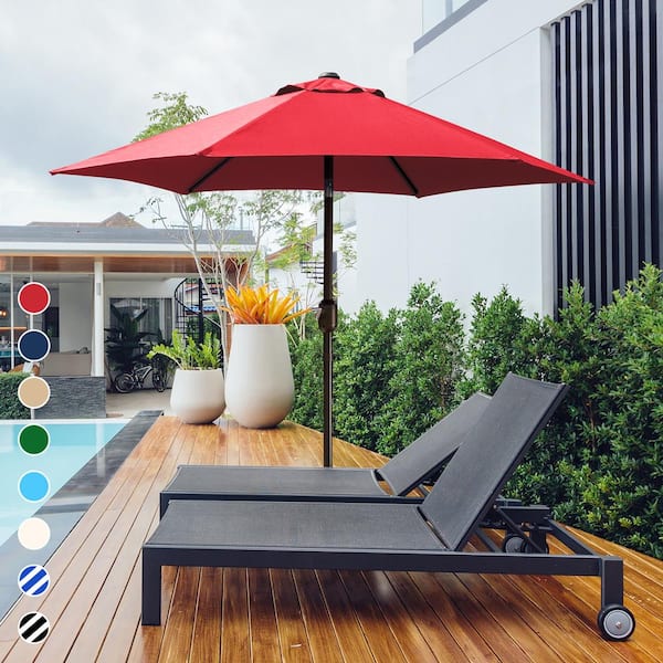 GARSING 7.5ft Outdoor Market Patio Umbrella in Red with Push Button Tilt