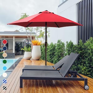 7.5ft Outdoor Market Patio Umbrella in Red with Push Button Tilt