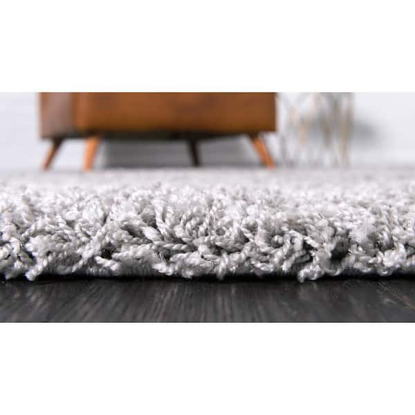 Solid Shag Cloud Gray 9 ft. x 12 ft. Area Rug