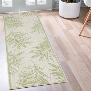 Liana Ivory and Green 2 ft. x 8 ft. Indoor/Outdoor Area Rug