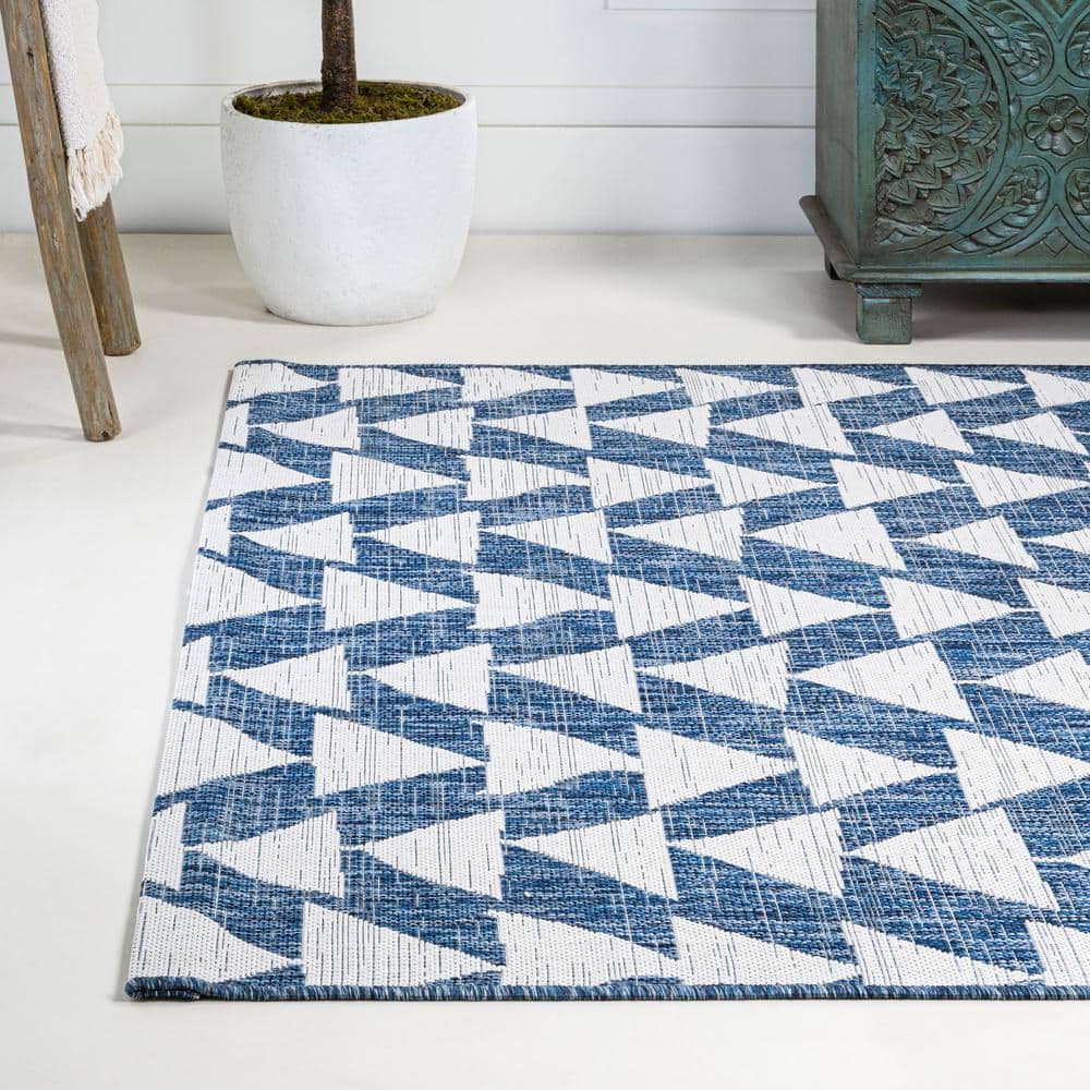 Andratx 8' x 10' Blue Geometric Synthetic Indoor/Outdoor Rug