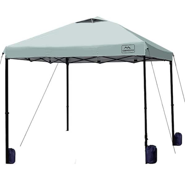 10 ft. x 10 ft. Gray Green Waterproof & Portable Pop Up Canopy Tent with Adjustable Legs, Air Vent, Carry Bag & Sandbags