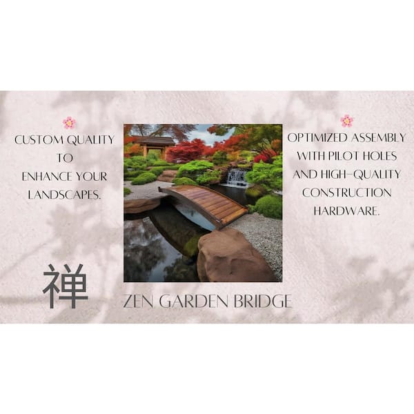 SamsGazebos - 8 ft. Japanese Zen Fir Garden Bridge
