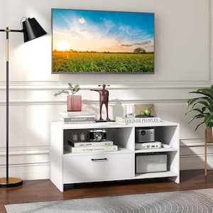 TV Stand Modern Media Console Table w/Drawer & 3 Compartments for TVs up to 50''