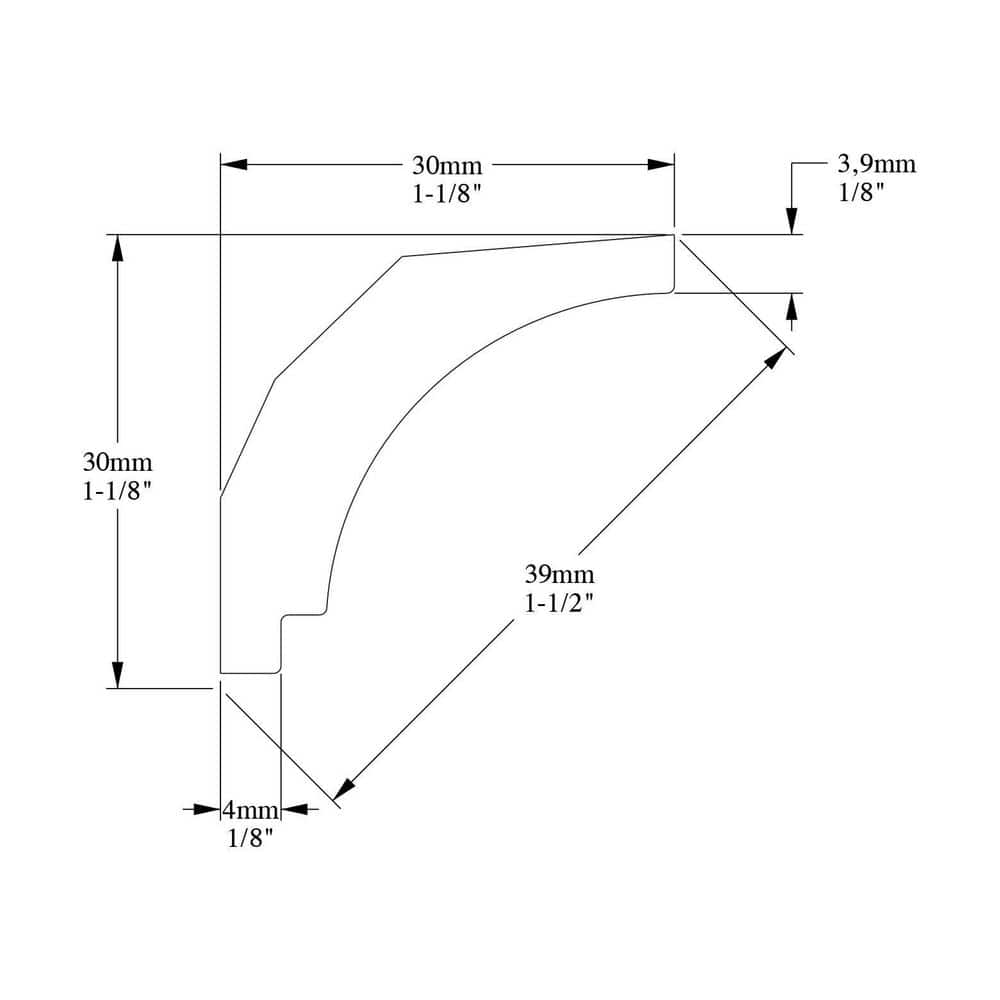 Primed White High Impact Polystyrene Crown Moulding 1-1/2in Face