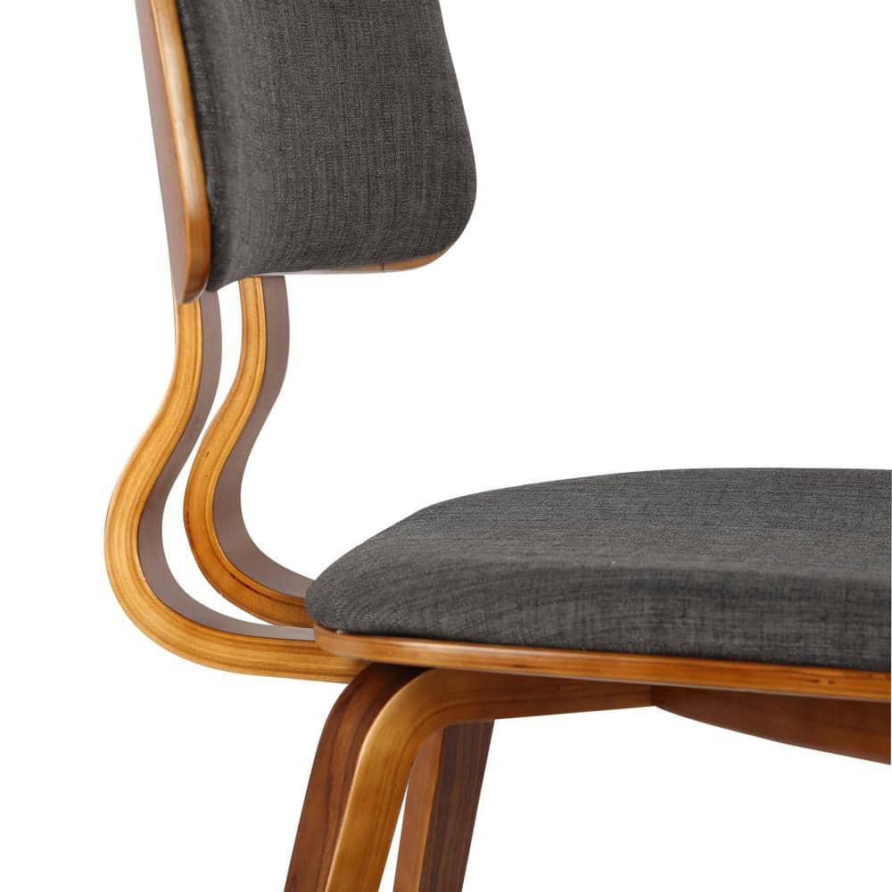 Walnut Wood & Charcoal Upholstered Low Side Chair