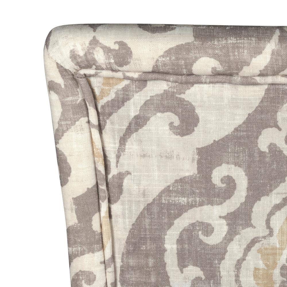 Paisley Linen Upholstered Parsons Side Chair with Wood Legs