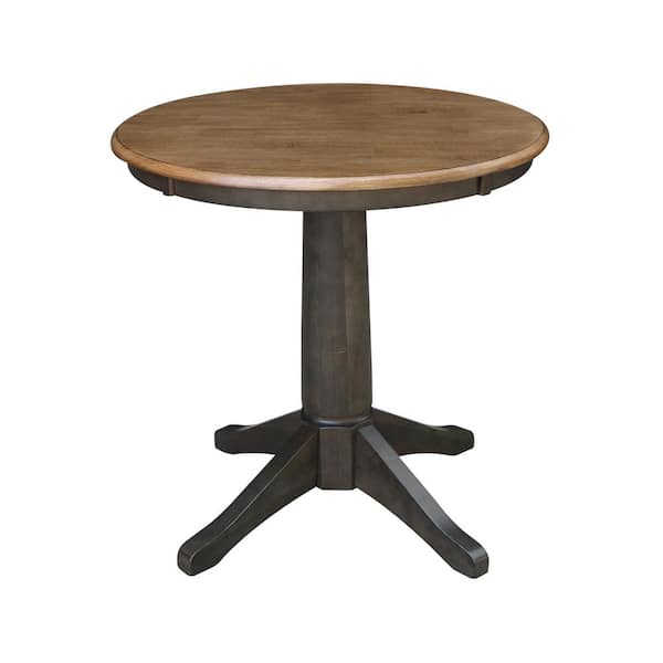 International Concepts Dining Essentials Hickory/Coal Round Solid Wood Top 30 in. Pedestal Dining Table - Seats 2