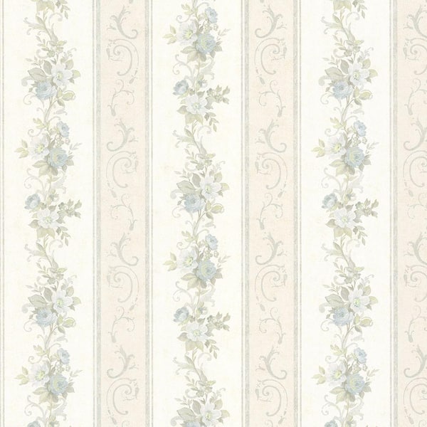 Mirage Lorelai Light Blue Floral Stripe Wallpaper