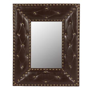 21 in. W x 26 in. H Rectangular PU Covered MDF Framed Wall Bathroom Vanity Mirror in Brown