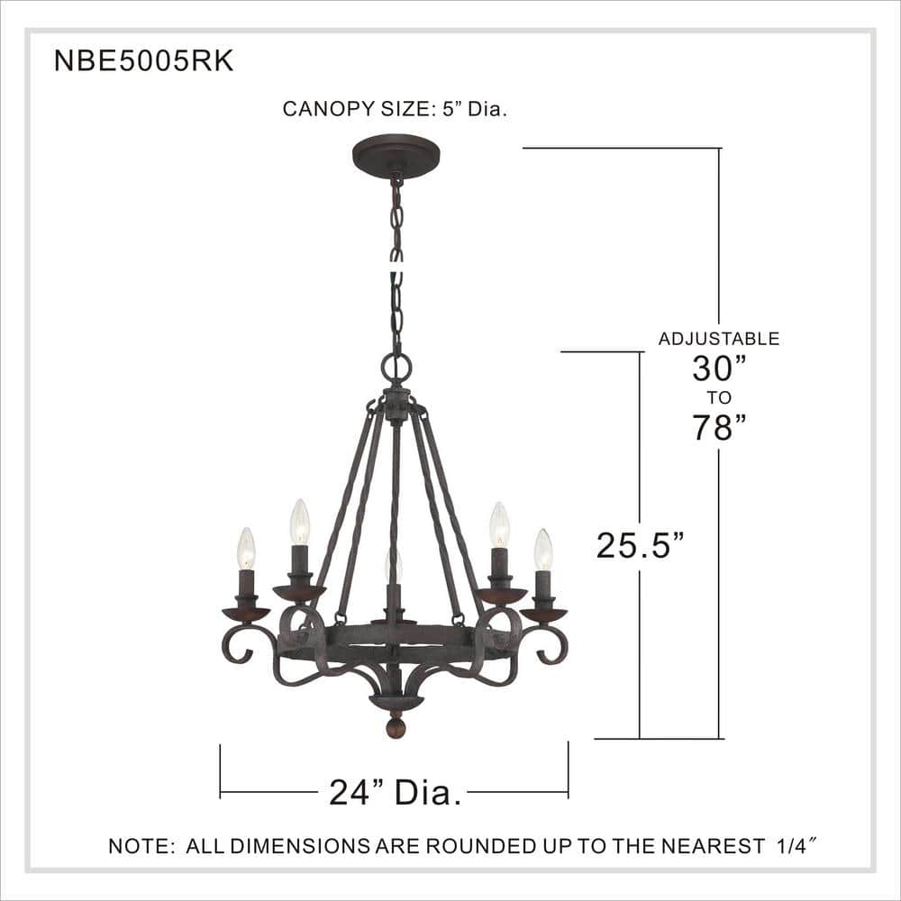 Noble Mini 24" Rustic Black Steel Chandelier with Dark Walnut Accents