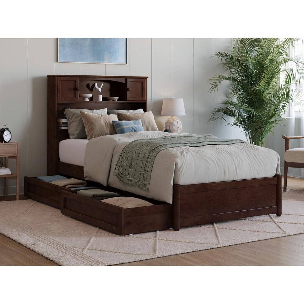 AFI Hadley Walnut Brown Solid Wood Frame Twin XL Platform Bed with ...