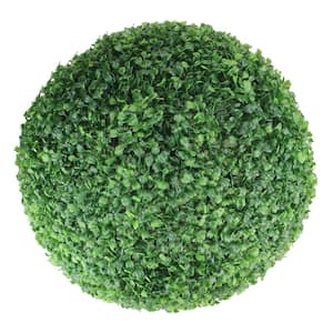 19 in. Artificial 2-Tone Green Boxwood Topiary Garden Ball