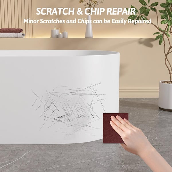 Zeafive Zeo 63 in. x32 in. Solid Surface Stone Resin Freestanding