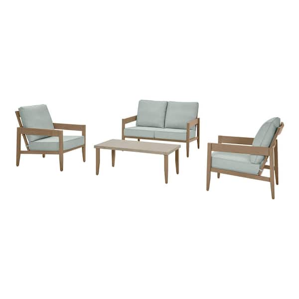 Pine Hollow 4-Piece Metal Patio Conversation Set with CushionGuard Mist Cushions