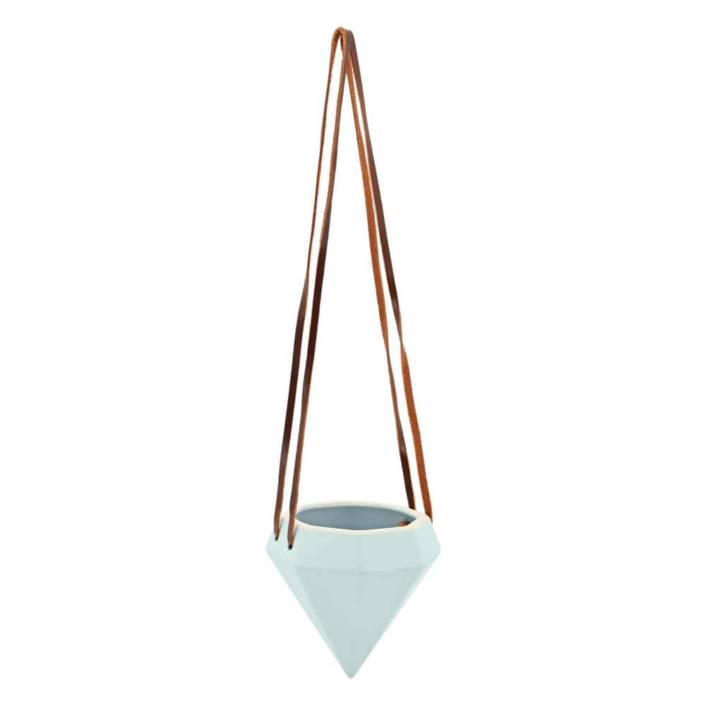 Diamond 4-1/2 in. x 4-1/2 in. Mint Ceramic Hanging Planter