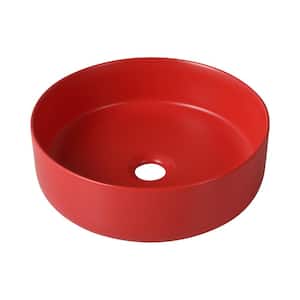 Ceramic Circular Round Vessel Bathroom Sink Bowl Shaped Art Sink in Red