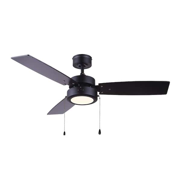 CANARM Wallis 42 in. Integrated LED Black Ceiling Fan with Light Kit