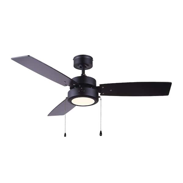 Canarm Wallis 42 In Integrated Led, 42 Inch Flush Mount Black Ceiling Fan With Light