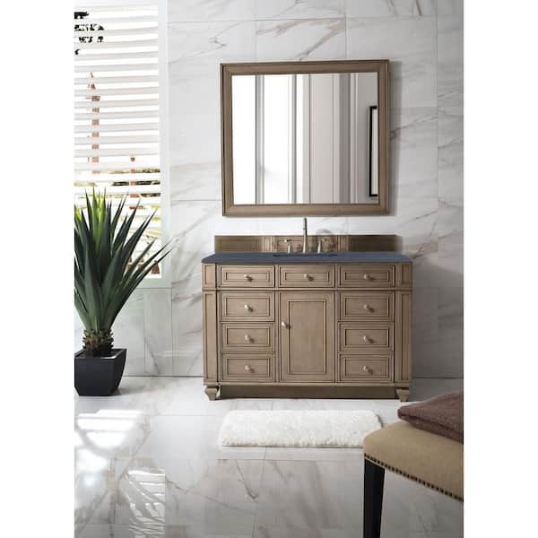 James Martin Vanities Bristol 48 in. W x 23.5 in. D x 34 in. H Single Vanity in Whitewashed Walnut with Quartz Top in Charcoal Soapstone