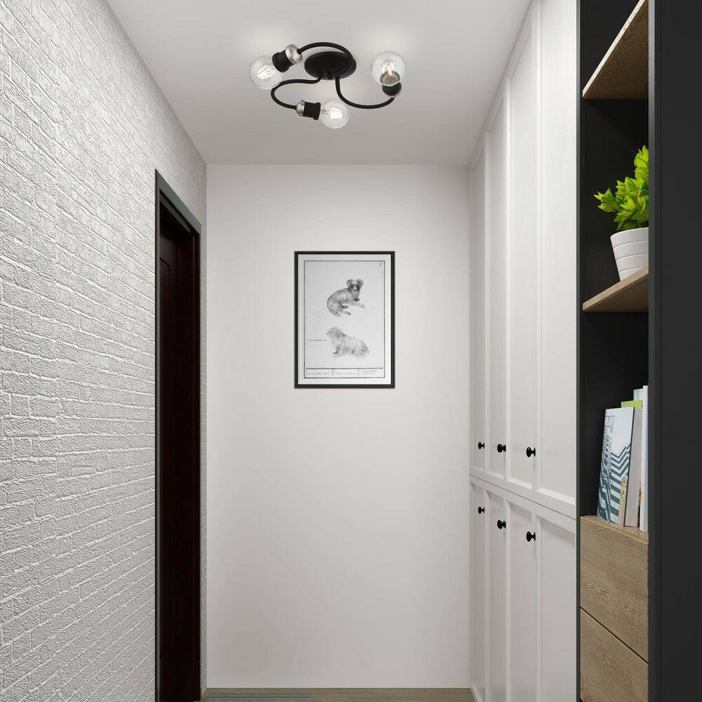 Black and Brushed Nickel 3-Light Flush Mount Ceiling Fixture