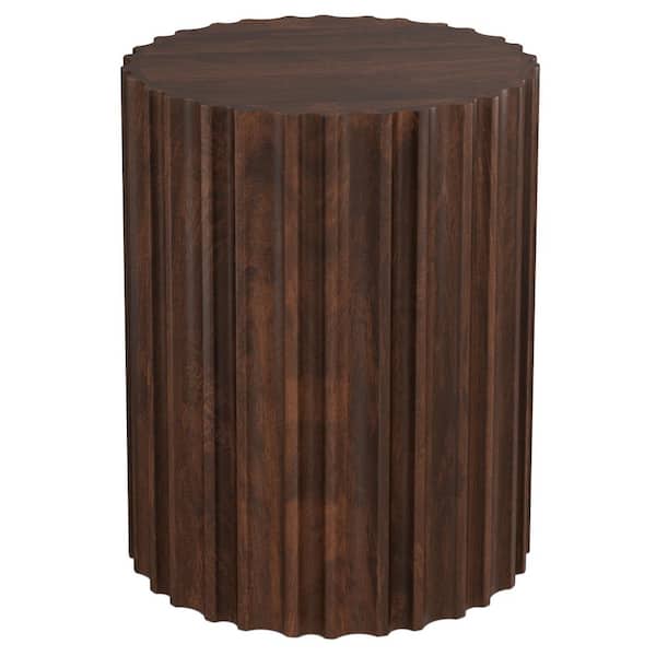 Rolf 16 in. Wide Solid Mango Side Table in Walnut Brown, Assembled