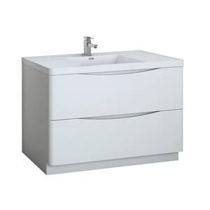 Fresca Tuscany 48 in. Modern Double Bath Vanity in Glossy White with ...