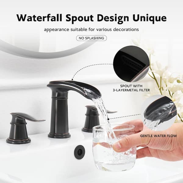 8 in. Widespread Double Handle Bathroom Faucet with Drain Kit Included in Oil Rubbed Bronze