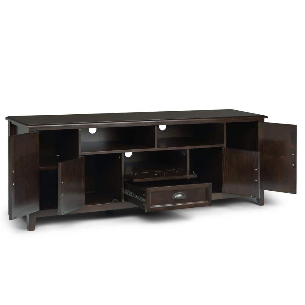 Burlington Solid Mahogany Brown 72" Transitional TV Media Stand